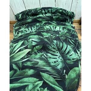 Vtg Handmade Quilted Placemats Set of 6 Jungle Tropical Green/Black 13" x 12"